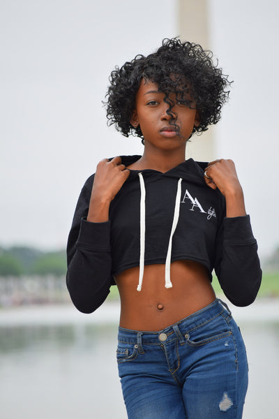 Andrews Apparel Hooded Crop Top in Black