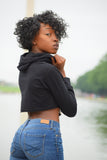 Andrews Apparel Hooded Crop Top in Black